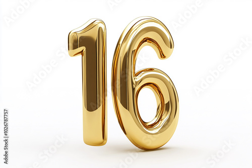 Wallpaper Mural 3d gold number 16 isolated on white background Torontodigital.ca
