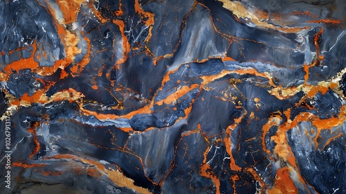 Lovely gold detailing intensify the quartz navy and fiery orange grain pattern photo