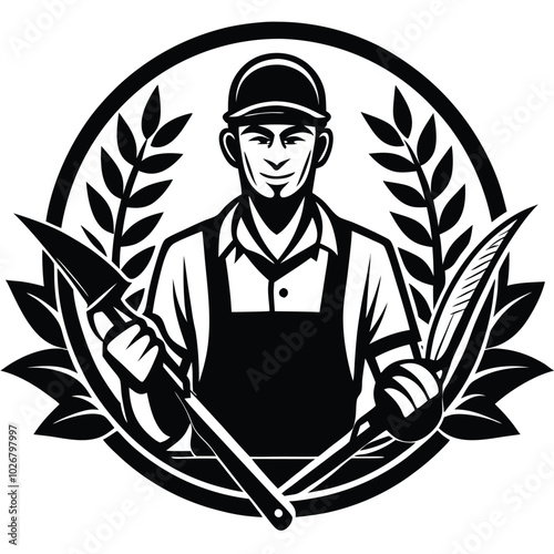  Garden cleanup maintenance  service vector logo design Idea 