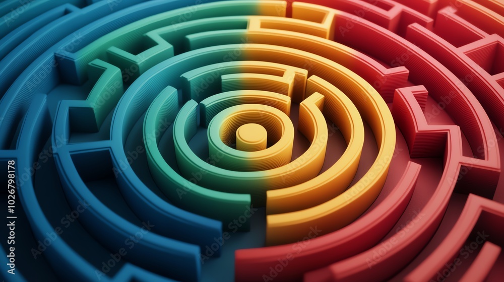 A vibrant, colorful maze design showcasing intricate patterns and curves, inviting exploration and creativity. A vibrant, colorful maze design showcasing intricate patterns and curves, inviting exploration and creativity.