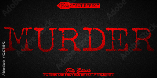 Red Horror Murder Vector Editable Text Effect Template