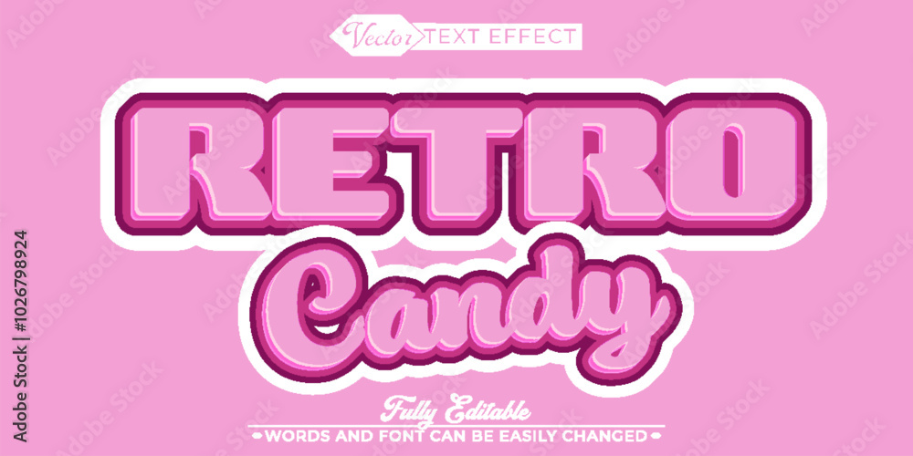 Pink Cute Retro Candy Vector Editable Text Effect Template Pink Cute Retro Candy Vector Editable Text Effect Template
