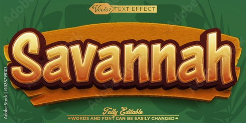 Cartoon Orange Safari Savannah Vector Editable Text Effect Template