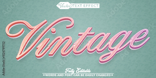 Soft Vintage Vector Editable Text Effect Template