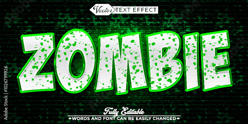 Green Zombie Creature Vector Editable Text Effect Template