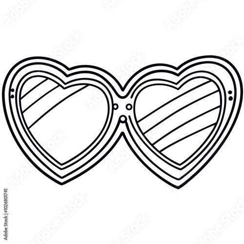 Funny Heart-shaped sunglasses vector silhouette