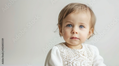 A close-up of a baby held gently in one arm, with soft, tender expressions. The baby’s innocent features and small hands are highlighted in the image, conveying a sense of warmth, comfort, and love. 