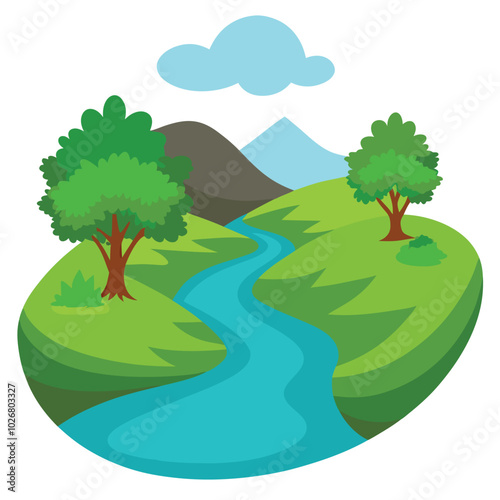 River vector illustration isolated on a white background