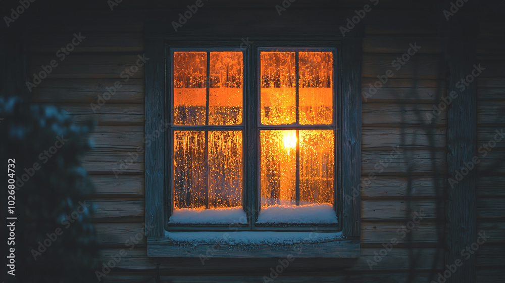 Warm glow from a window at night. Warm glow from a window at night.