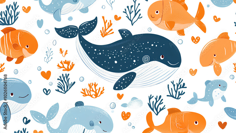 Obraz premium seamless pattern with fishes