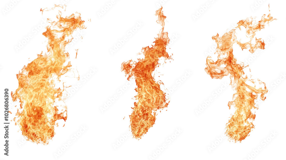 Vibrant Realistic Fire Flame Collections in Orange and Yellow Generative AI Vibrant Realistic Fire Flame Collections in Orange and Yellow Generative AI