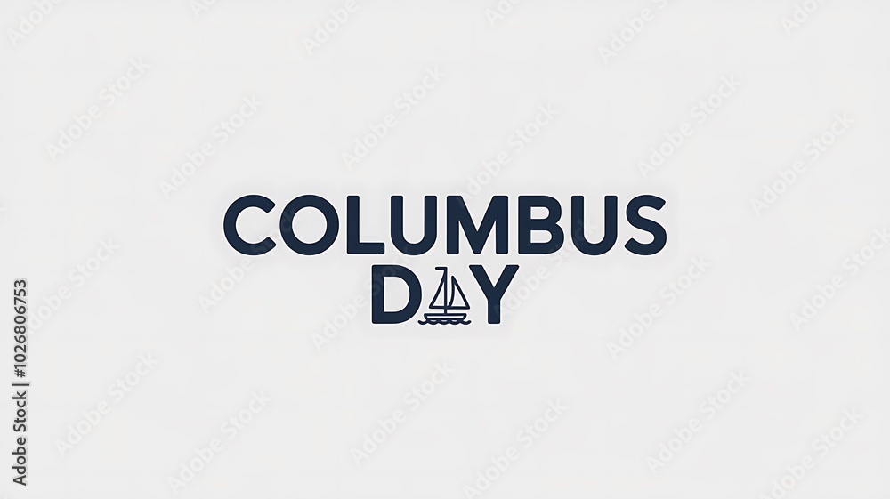 Columbus Day Text with a Sailboat Graphic Columbus Day Text with a Sailboat Graphic