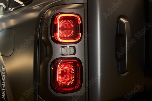 Closeup of a cars automotive tail brake light