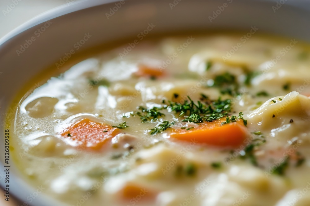 closeup of a bavarian dumpling soup - generative ai closeup of a bavarian dumpling soup - generative ai