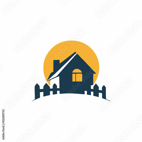 simple roof and fence logo design