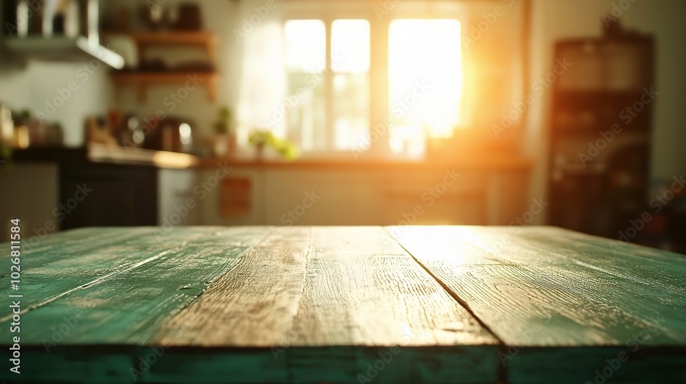 Serene Sunset Over a Rustic Kitchen Table