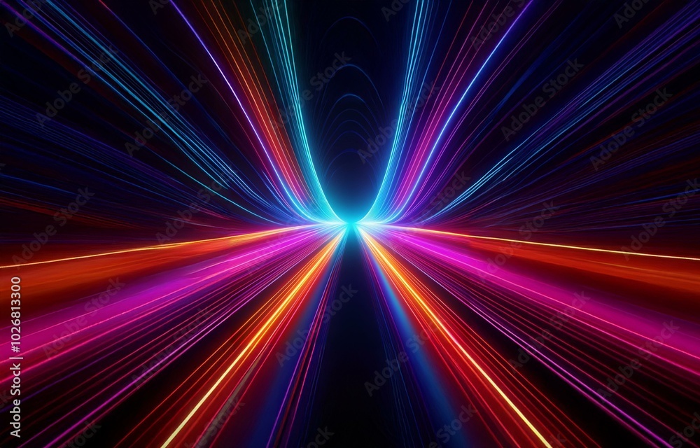 Obraz premium Abstract background of colorful lines converging into a single point in the distance.