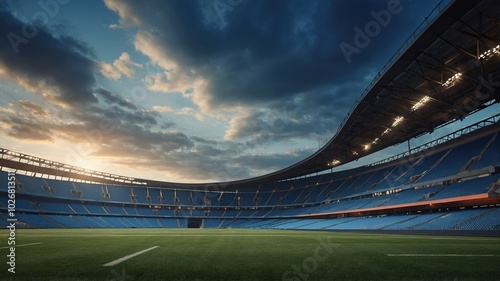 3d render emptry stadium evening without people