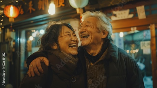 Wallpaper Mural Joyful Elderly Couple Celebrating Together at Night Torontodigital.ca