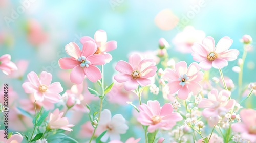 Delicate pink blossoms in a tranquil spring garden setting