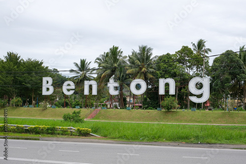Riverfront with Iconic Sign, Bentong, Pahang, Malaysia 