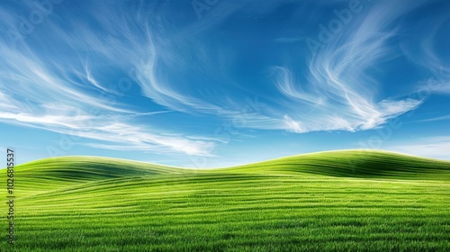 Tranquil Green Hills Under a Bright Blue Sky