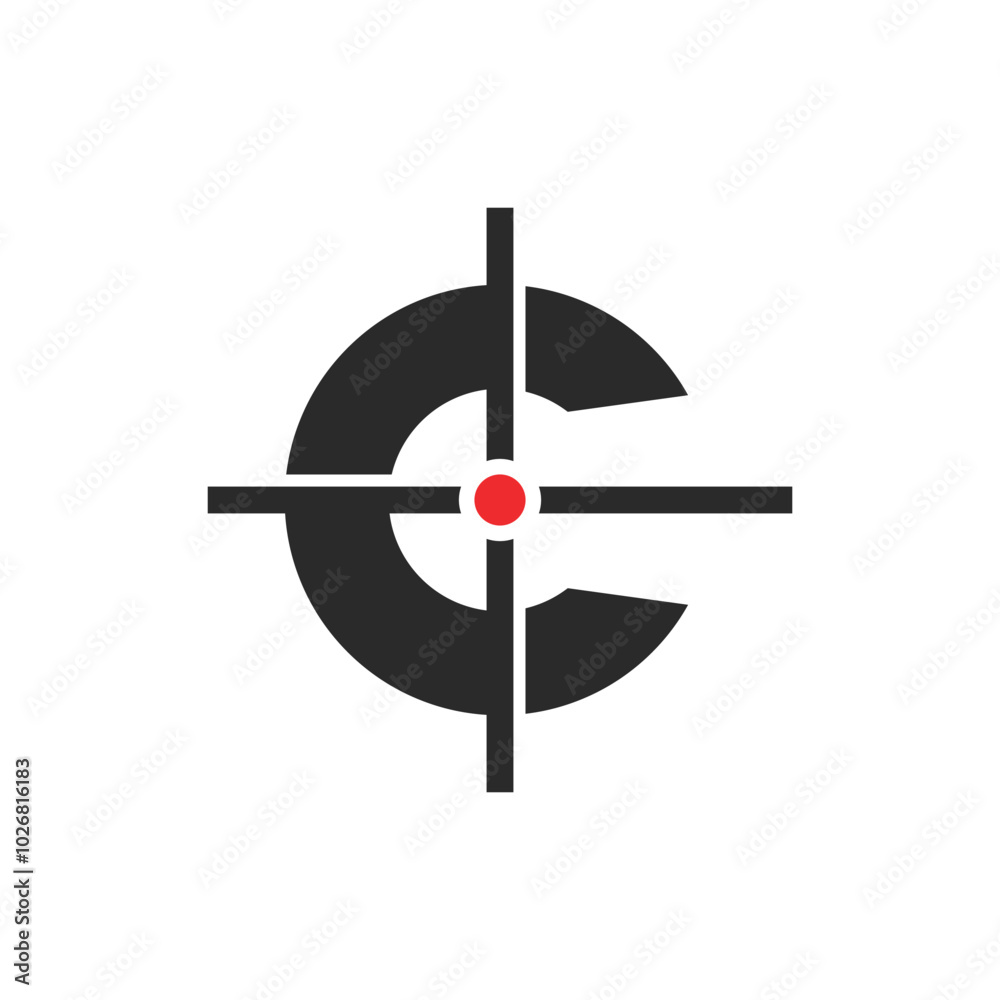 Logo letter C target aim minimalist design with blank background Logo letter C target aim minimalist design with blank background