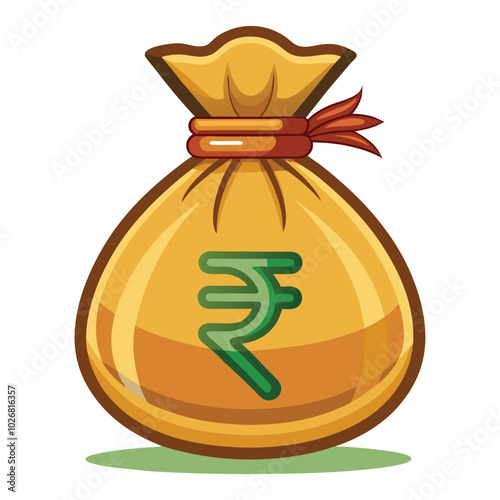 Money bag with Indian rupee vector illustration isolated on a white background