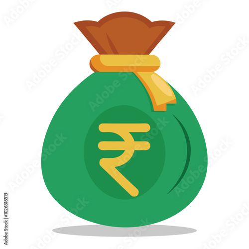 Money bag with Indian rupee vector illustration isolated on a white background