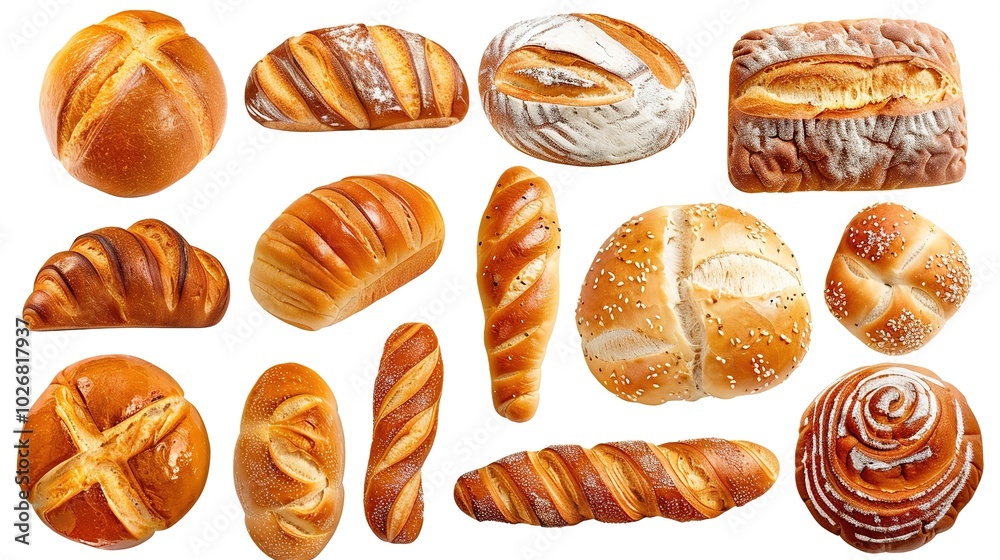 Close-up of freshly baked bread placed on a clean white background, showcasing its golden-brown crust and soft, fluffy texture. The simplicity of the bread, with its perfect shape Close-up of freshly baked bread placed on a clean white background, showcasing its golden-brown crust and soft, fluffy texture. The simplicity of the bread, with its perfect shape