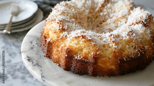 The coconut cake smelled comfortingly like butter while it was still warm from the oven