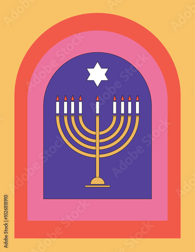 Illustration digital art hanukkah candle retro unique design