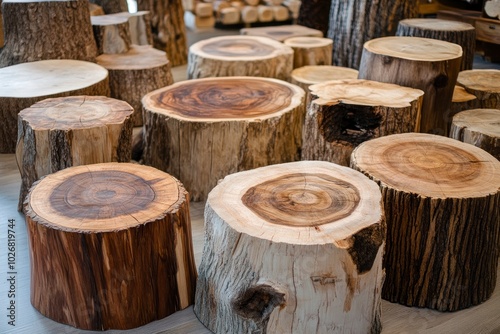 Logs, sawn wood, teak, beautifully trimmed - generative ai