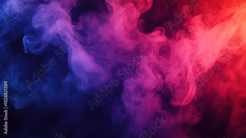 Colorful Smoke Swirls in Deep Blue and Red Background