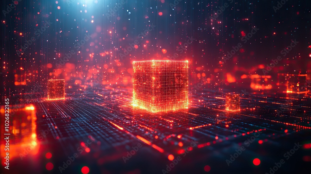A 3D hitech illustration features a glowing futuristic design, ideal as a digital background that merges abstract elements and communication networks. A 3D hitech illustration features a glowing futuristic design, ideal as a digital background that merges abstract elements and communication networks.