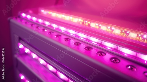 Pink and White LED Light Strips on a Tanning Bed