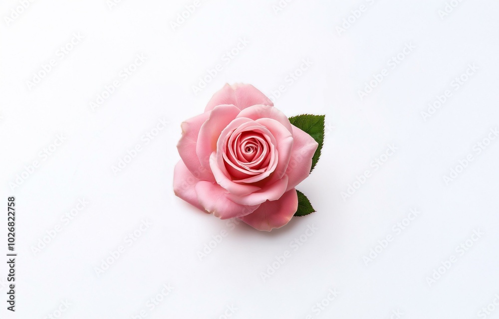Single pink rose on a white background. Single pink rose on a white background.