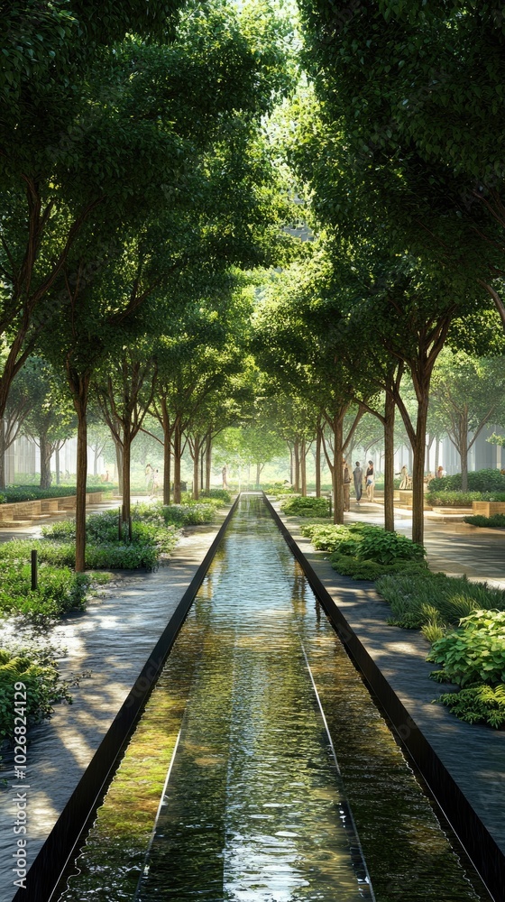 A new innovative urban walkway showcasing large green spaces. A new innovative urban walkway showcasing large green spaces.
