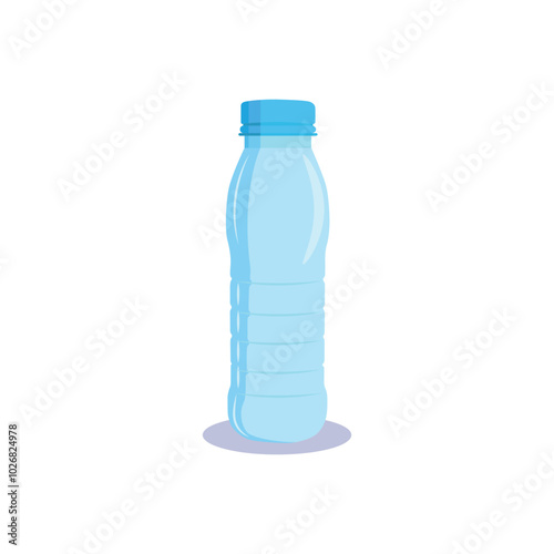 Vector illustration of clean water plastic bottle. Clean water drinking mineral icon or emblem, bottled water for coolers distribution service vector symbol plastic water bottle advertising