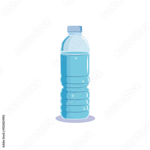Vector illustration of clean water plastic bottle. Clean water drinking mineral icon or emblem, bottled water for coolers distribution service vector symbol plastic water bottle advertising
