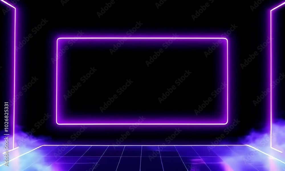 Purple Neon Lights and Smoke in a Dark Room Purple Neon Lights and Smoke in a Dark Room