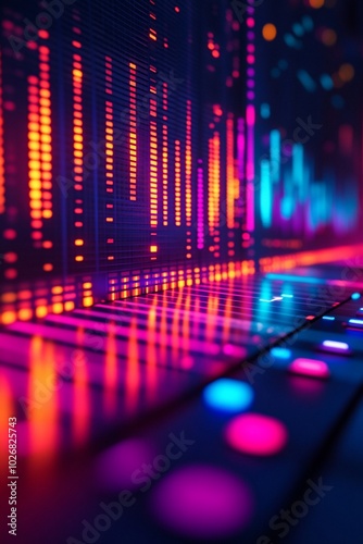 Abstract colorful digital equalizer display.