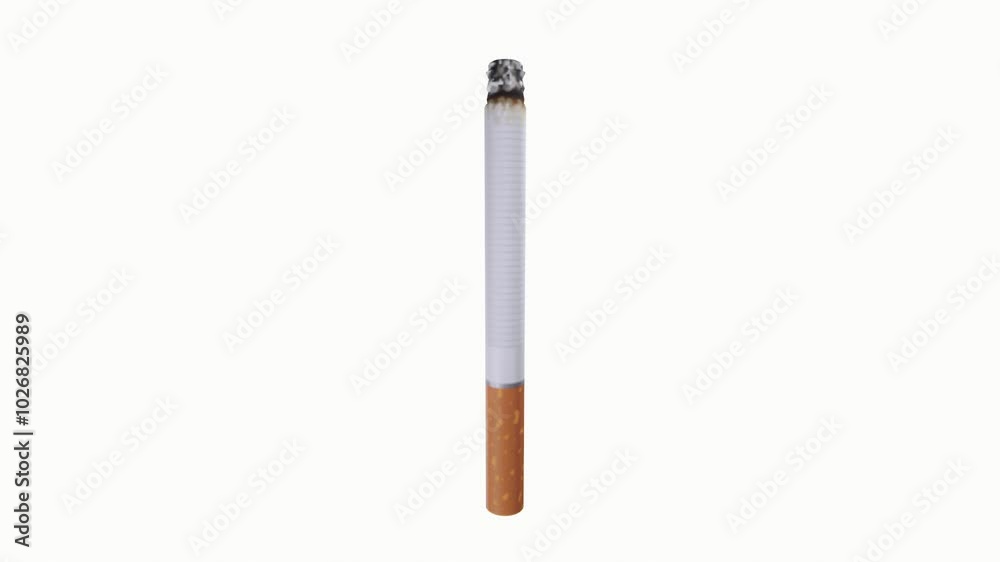Realistic 3D rendering of a lit cigarette in a neutral background Realistic 3D rendering of a lit cigarette in a neutral background
