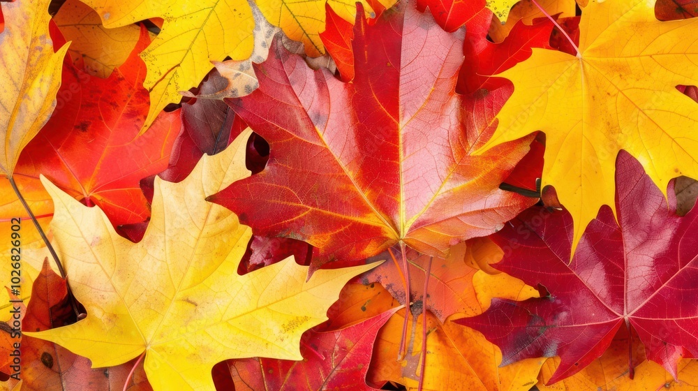 A Collection of Vibrant Autumn Leaves in Red, Orange, and Yellow Hues A Collection of Vibrant Autumn Leaves in Red, Orange, and Yellow Hues