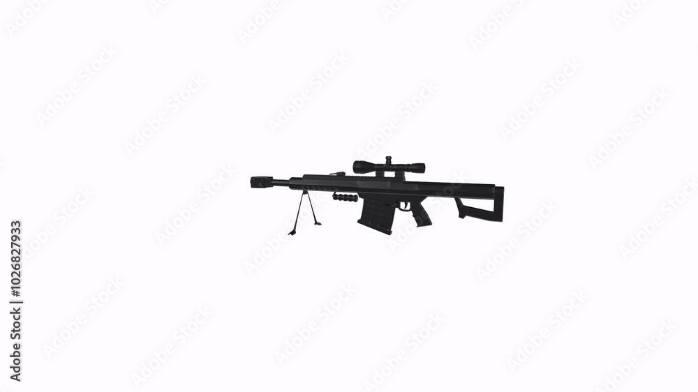 Realistic 3D rendering of a modern sniper rifle on a plain background Realistic 3D rendering of a modern sniper rifle on a plain background