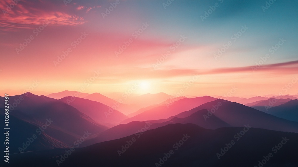 Obraz premium Serene Sunset Over Mountain Range