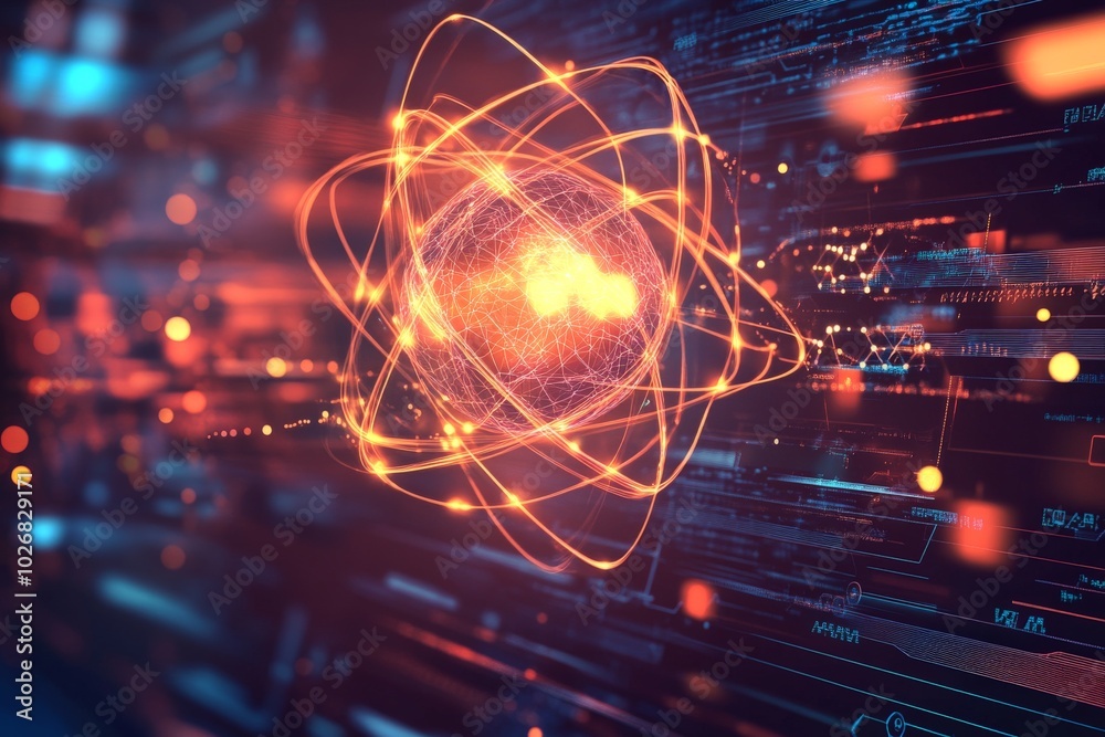 Obraz premium abstract atom with nucleus