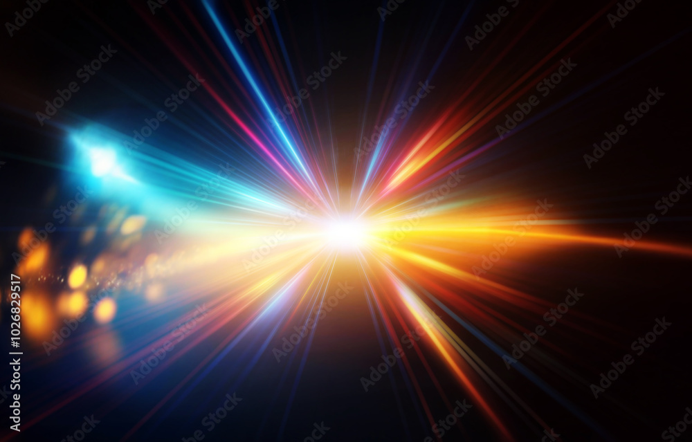 Abstract background of radiating colorful lines on a black background.