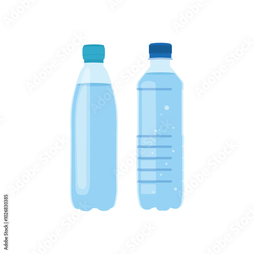 Vector illustration of clean water plastic bottle. Clean water drinking mineral icon or emblem, bottled water for coolers distribution service vector symbol plastic water bottle advertising