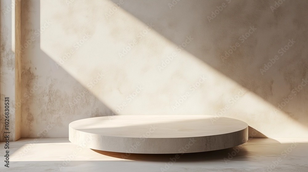 3D Mockup of a Podium Against an Isolated Neutral Background, Ideal for Product Showcases and Presentation Displays